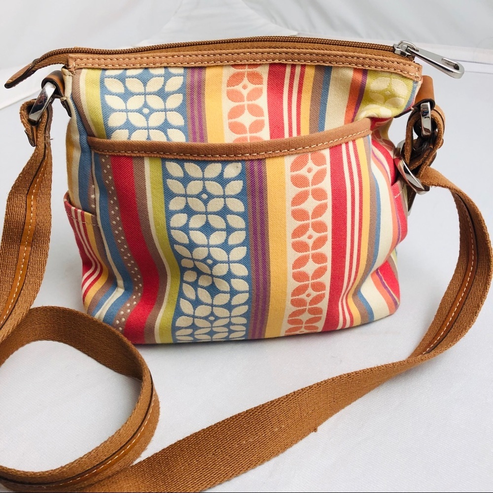 Fossil multicolor leather and canvas crossbody bag - image 3